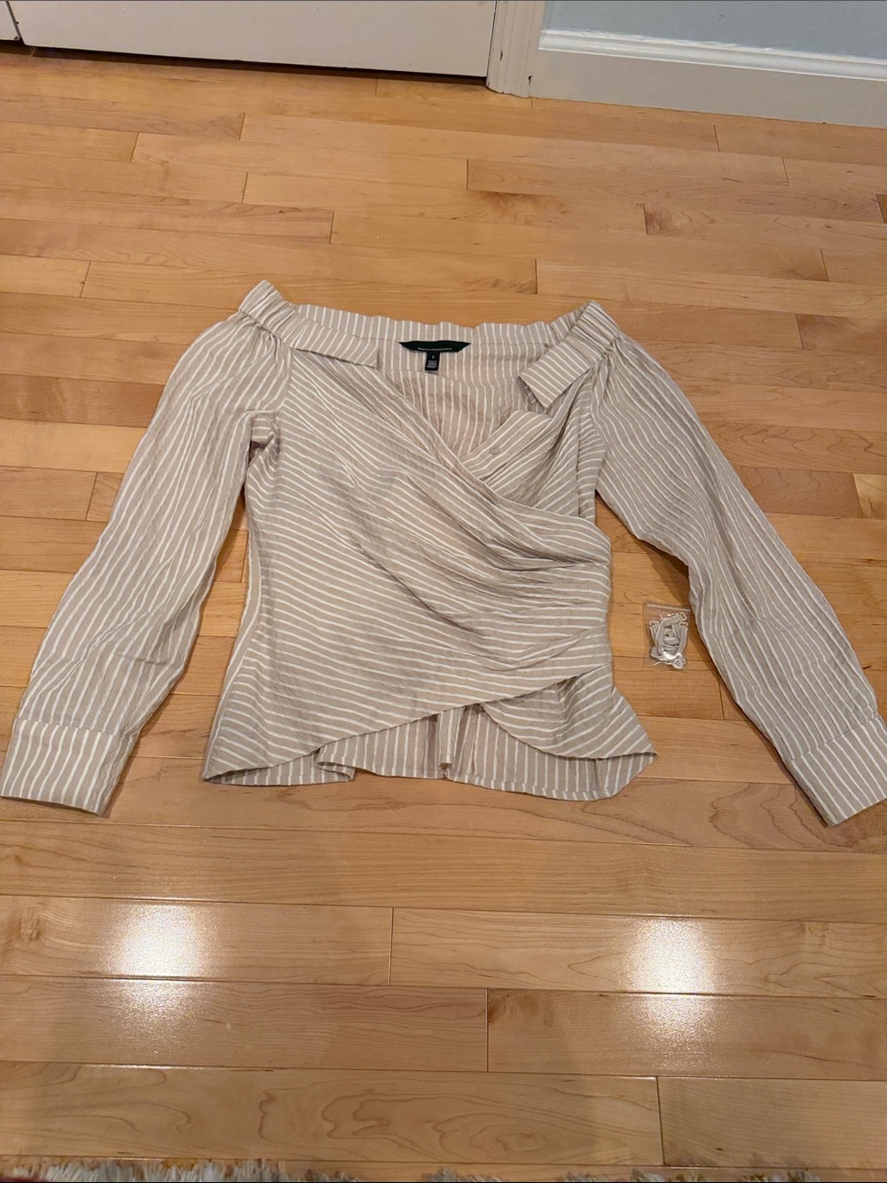 White House Black Market off the shoulder unique blouse size 2